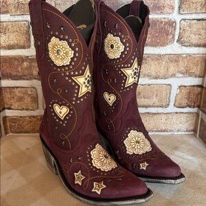 LIBERTY eggplant  Western Embroidered Heeled Boots